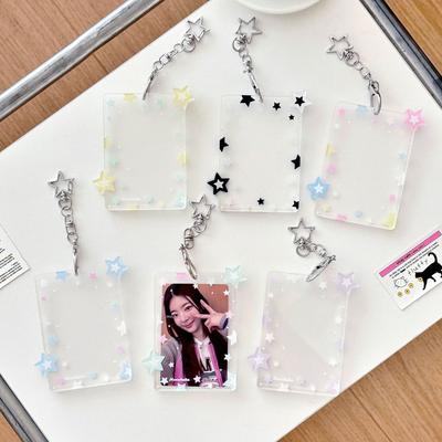 Portafoto Acrílico 3 Pulgadas Lindo Diseño de Estrella Funda Transparente para Tarjetas Kpop, Estuche Protector Impermeable para Tarjetas Coleccionables