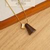 Retro Geometric Wood Pendant Necklace for Women – Unique High-End Sweater Chain Accessory