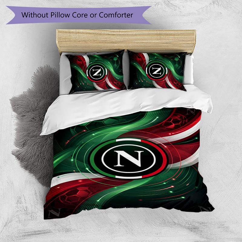 Set Lenzuola 3 Pezzi Stampato Napoli FC Traspirante Copripiumino con Federe Biancheria da Letto Decorativa per Camera da Letto Casa