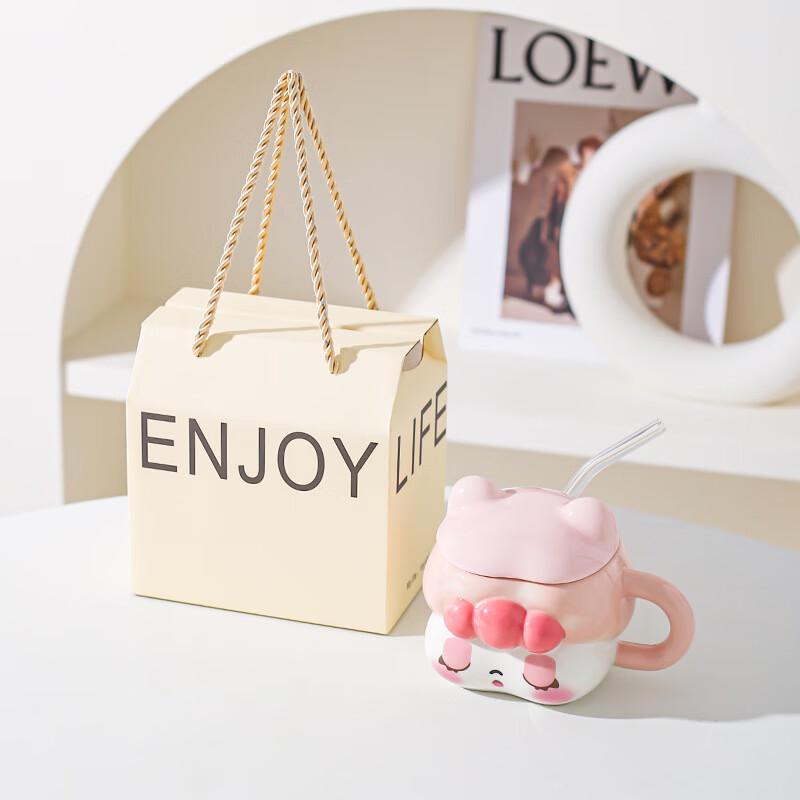Creative Cute Girl Ceramic Straw Mug