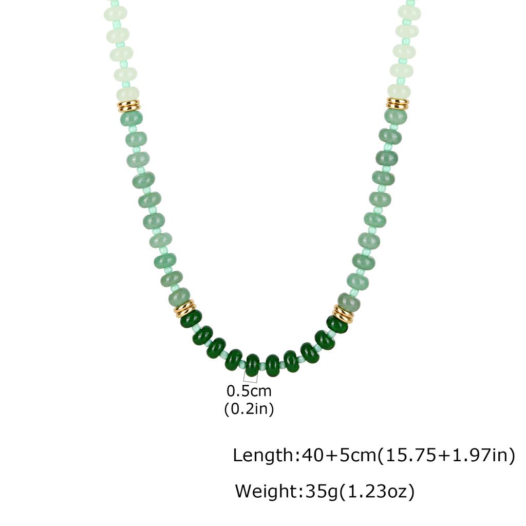 Elegant Stone Necklace Natural Colorful Gemstone Beaded Stainless Steel Beads Boho Summer Jewelry for Women Vacation Gift