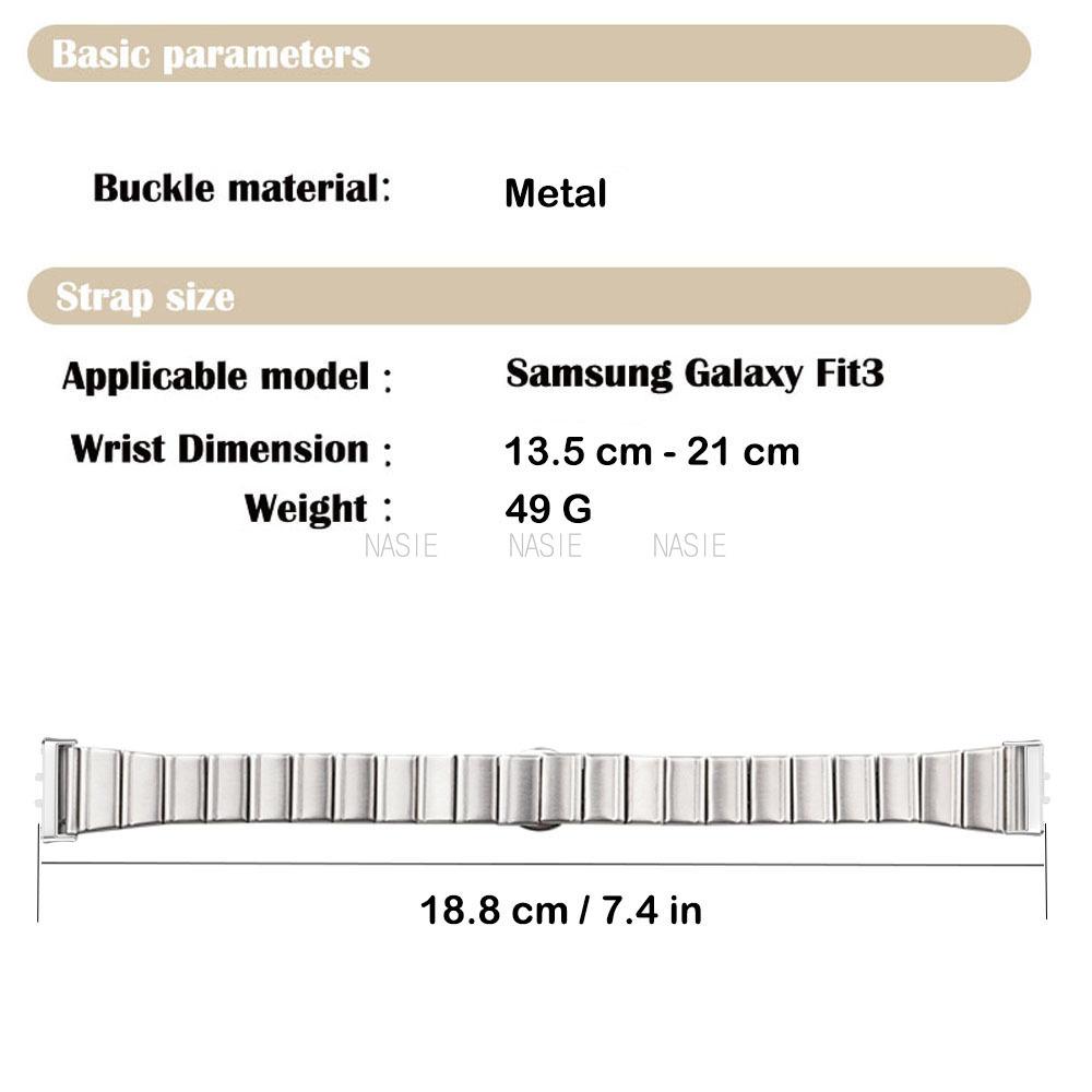 Korean Slim Silver Metal Strap For Samsung Galaxy Fit 3 Women Butterfly Button Bracelet For Samsung Galaxy Fit 3 SM-R390 Correa