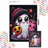 Cute Ghost Pumpkin Boba 5D Diamond Full Diamond Art Painting Kit Diamond Painting Home Decor Crafts Wall Art Pictures Decorations
