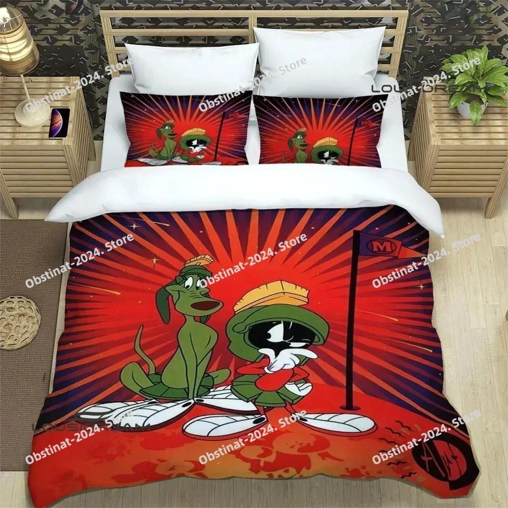 3D Marvin The Martian Cartoon Bedding Set Print With Pillowcase Bed Duvet Cover Single Double Queen Super King Size Luxury Gift