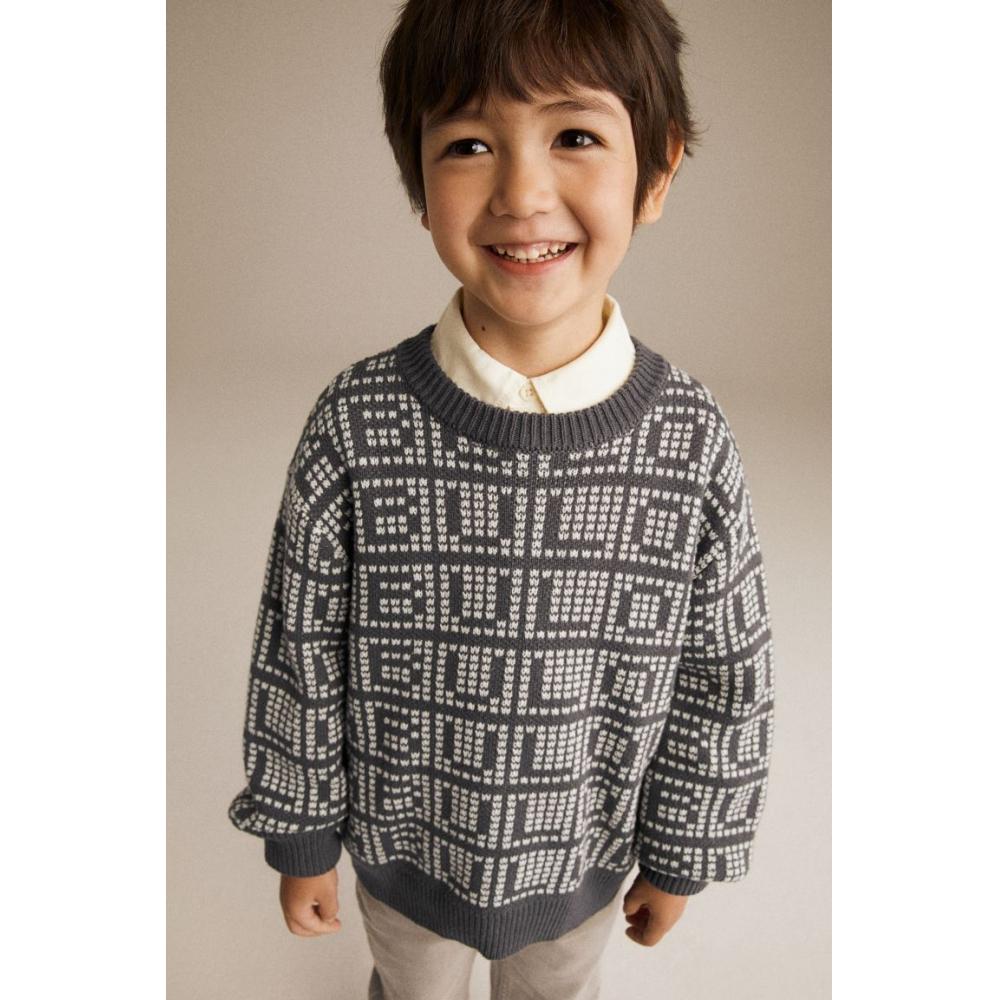 

Свитер жаккардовой вязки HM темно-серый с рисунком