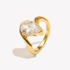 E.B.belle Water Droplet Shape Rhinestone Distortion Ring Gold/SIlver Color Stainless Steel Jewelry For Women Fashion Charm Gift