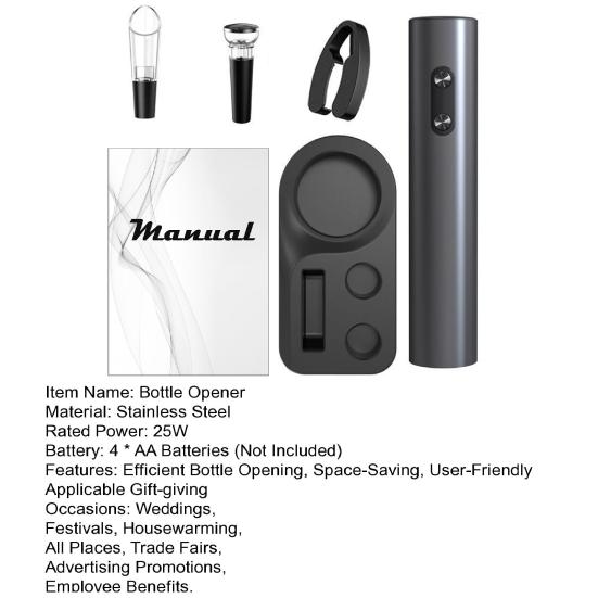 Electric Wine Opener Automatic Corkscrew Rechargeable Wine Dispenser Foil Cutter Vacuum Stopper Efficient Bottle Opener Tool for Kitchen Parties