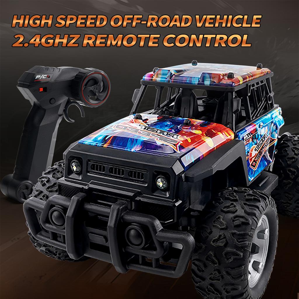 Remote Control Car, 2.4G Rechargeable Electric Off-Road Vehicle with LED Lights 3 Batteries, Car