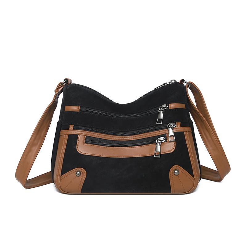 

Contrast Color Small Square Bag Multi-Pocket Middle-aged Mother Bag Women s Shoulder Crossbody Bag коричневий
