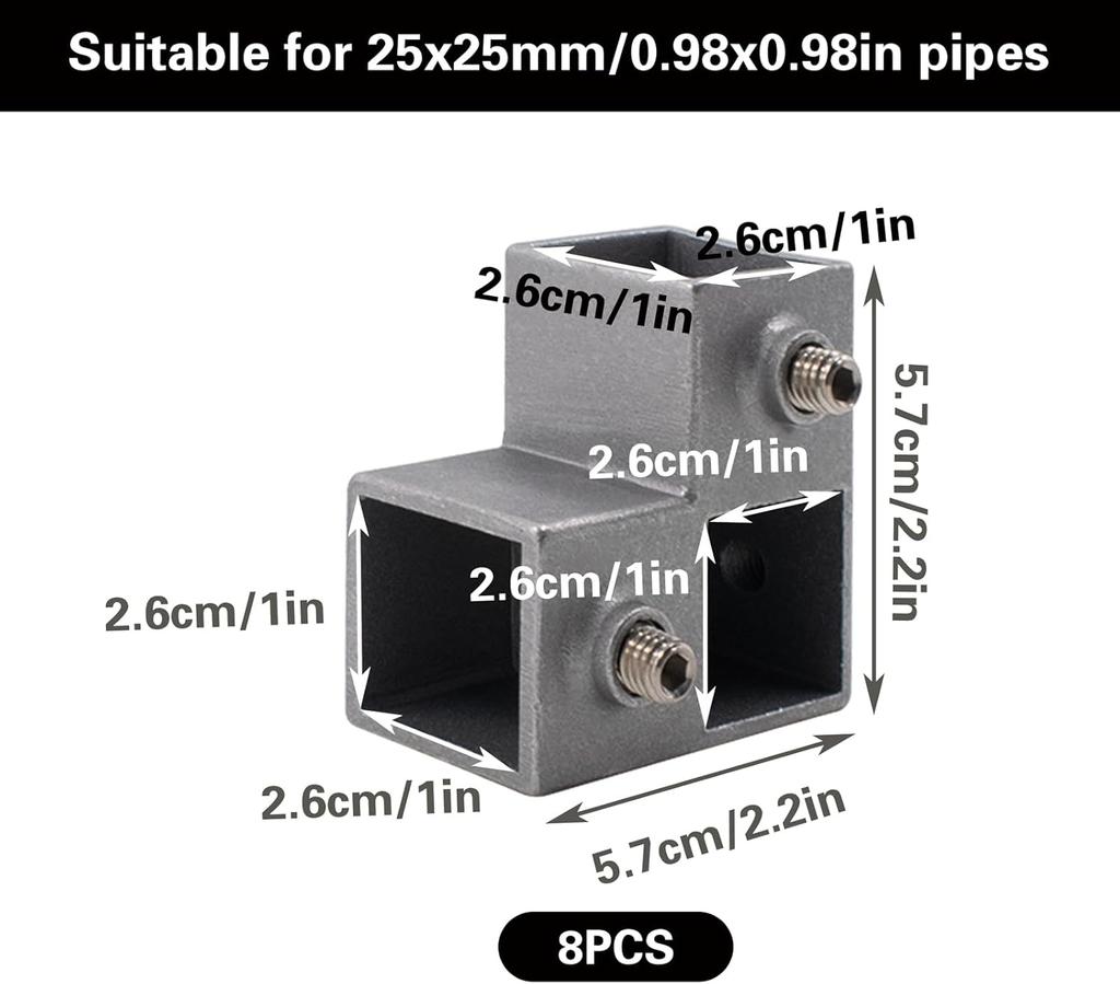 Grauer 25mm Rohrverbinder T-förmig 3-Wege-Design Präzise Passform Einfache Montage Kompakt Leicht DIY Möbel