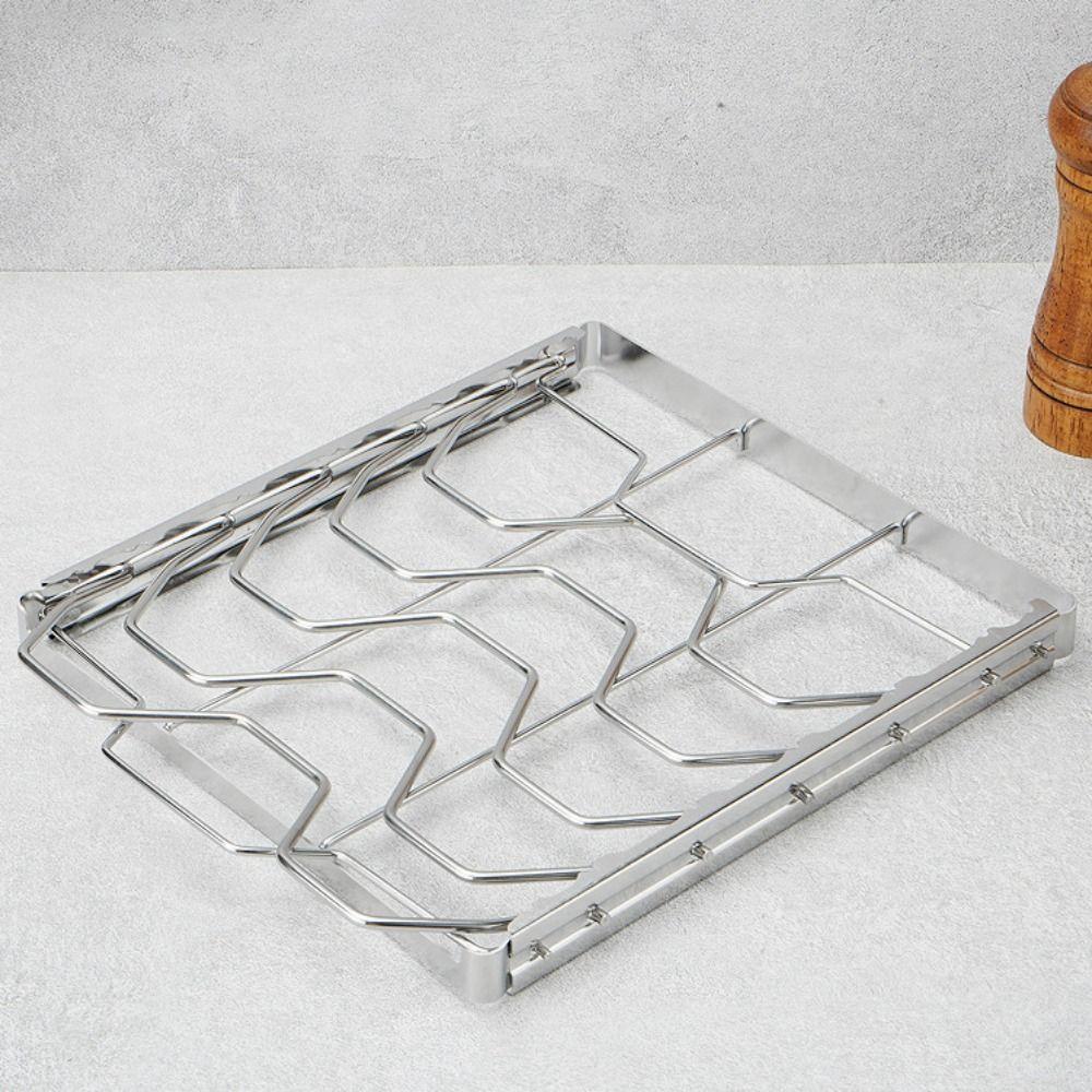 Korrosionsbeständiger Grillrost zum Braten, faltbarer Grillrost, Rippchenhalter aus Edelstahl, Steak
