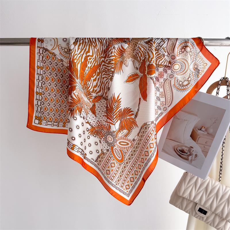 

Luxury New Printed Scarves Women s Silk Scarf Spring and Summer Floral Decorations Small Neckties Hairbands Bags 70x70cm
