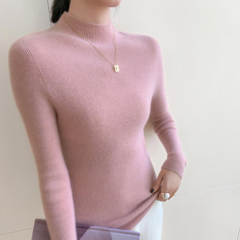 Women's Seamless Cashmere Slim-Fit Half-High Neck Sweater