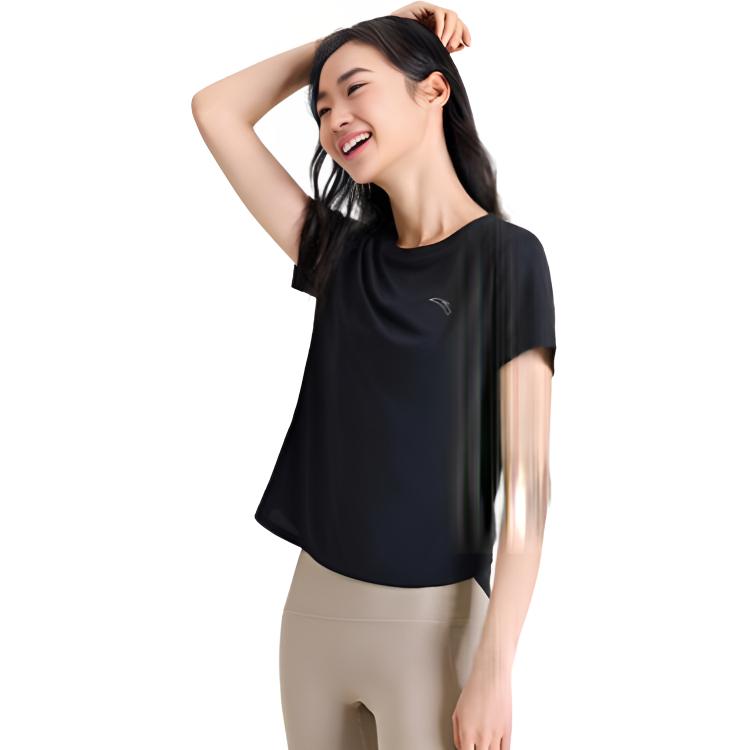 Anta T-shirt da Donna Basic Comoda Traspirante Girocollo Manica Corta Top Nero 962525104-5