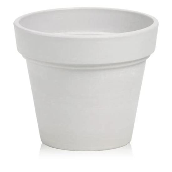 6 Pot Eco Pot 18cm Pot with Drain Hole Planter with Saucer Resin Plastic 6 6 Inch No. No. (White)