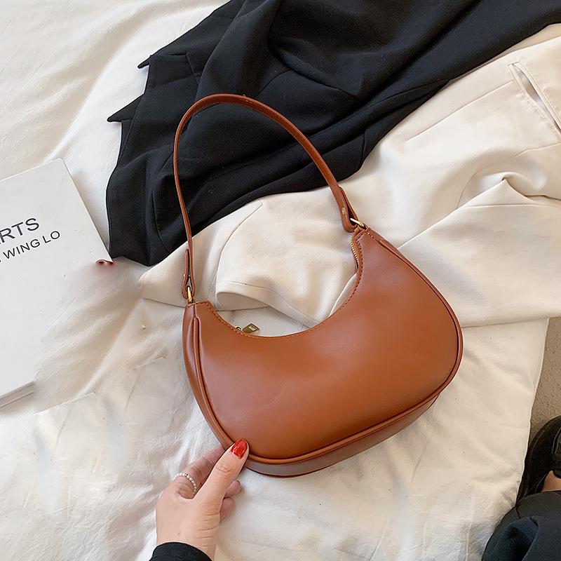 Yogodlns Trendy New Underarm Bag For Women PU Leather Shoulder Bag Vintage Dumpling Bag Designer Girls Portable Handbag Totes