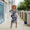 Plus Size Womens Floral Print Dress Long Sleeve Midi Sweet Style Casual Wear