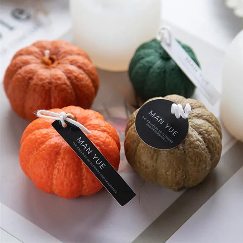 Wholesale Halloween Pumpkin Shape Cake Candles Resin Mould Aromatherapy Plaster 3D Silicone Mold Kitchen Baking Tool Decoration
