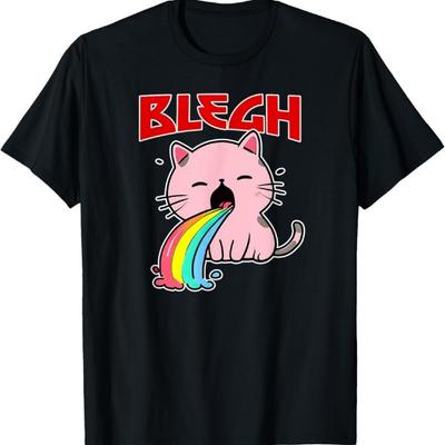 BLEGH Vtipné deathmetalové kočičí tričko mosh-pit metalhead oblečení Tričko