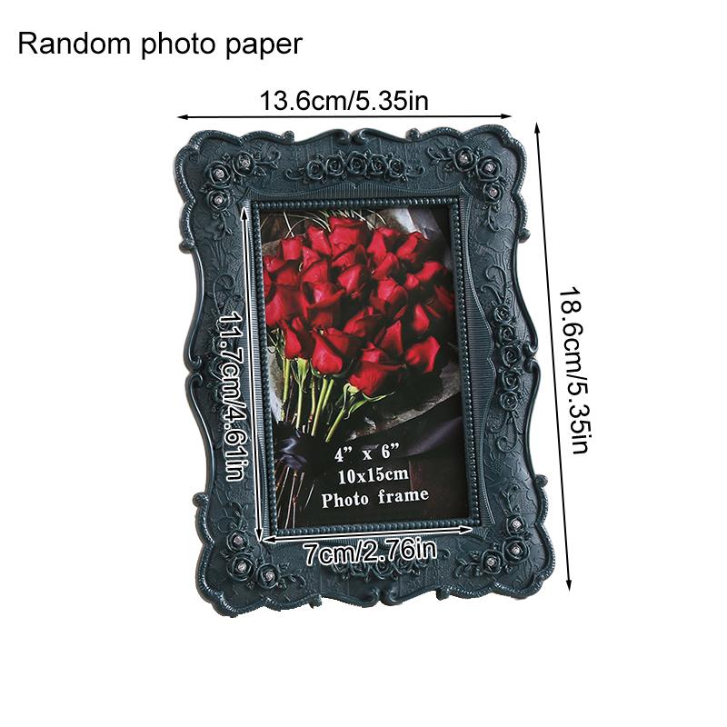 

1 шт. Рамка для фото Классическая качающаяся настольная Европейский стиль Украсьте стол Ретро Роза Случайное фотобумага Смола