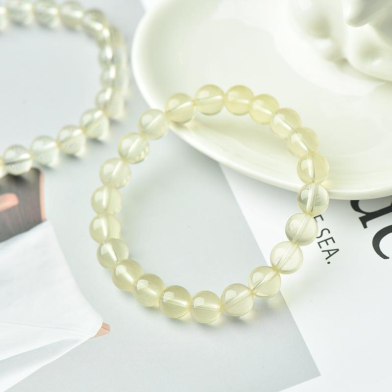 Natural Ice Sugar Yellow Crystal Round Bead Bracelet Old Mine Citrine Loose Bead Bracelet
