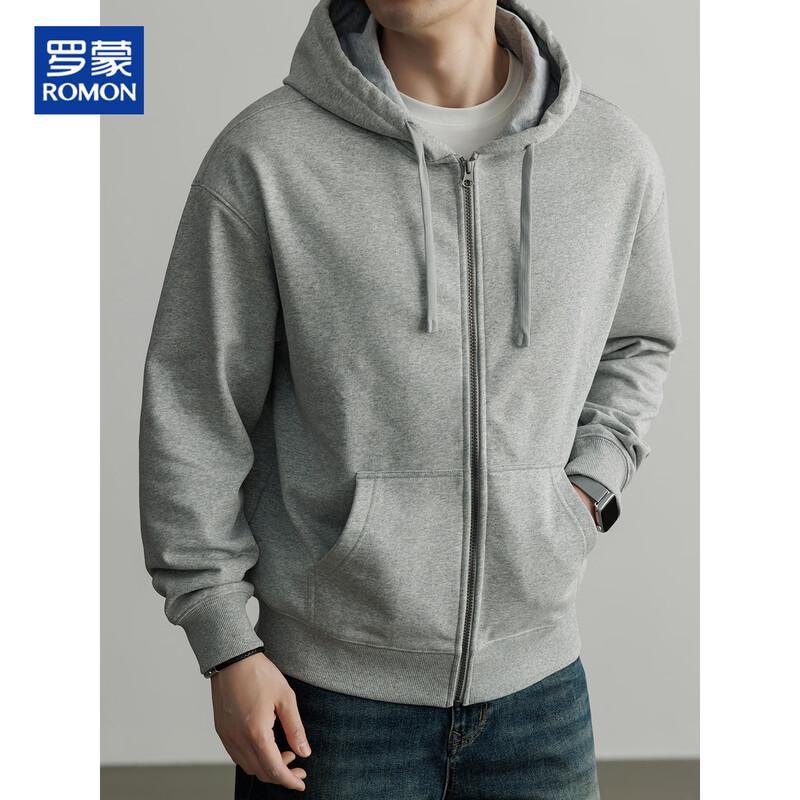 ROMON Men's Heavyweight Full-Zip Hooded Sweatshirt
