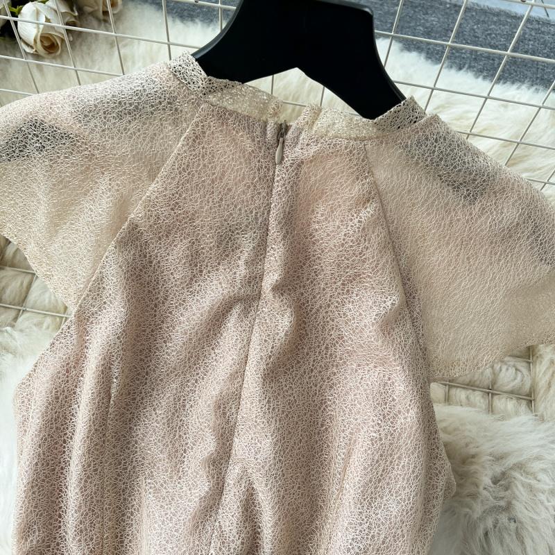 Letní Nové Francouzské Retro Luxusní High end Vyšívané Dámské Šaty Elegantní a Elegantní Styl Krajkové Plisované Šaty Design