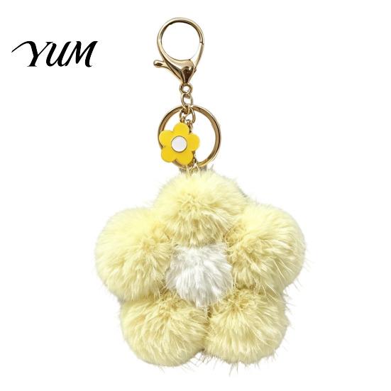 Soft Plush Charm Flower Keychain for Backpack, Fuzzy Floral Keyring Bag Charm, Women Girls Handbags Decorative Accessory Key Holder