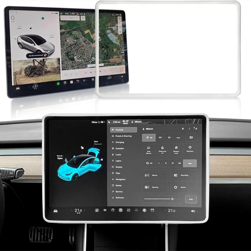 Center Console Screen Protector Frame for Tesla Model Y Juniper Model 3 Highland 2025 Display Edge Protector Auto Accessories