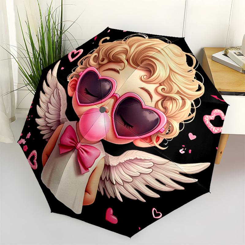 1pc Angel Wings Automatic Open/close Umbrella, 8-Rib Sturdy Structure, Auto Folding/Opening, Portable Travel Umbrella for Women,215
