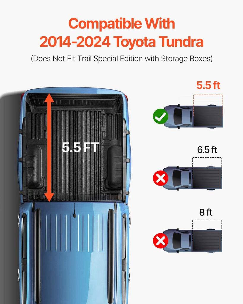 Pokrywa Hardtop Trójdzielna Pokrywa Paki Trucka do Toyota Tundra 2014-2024 Lekka