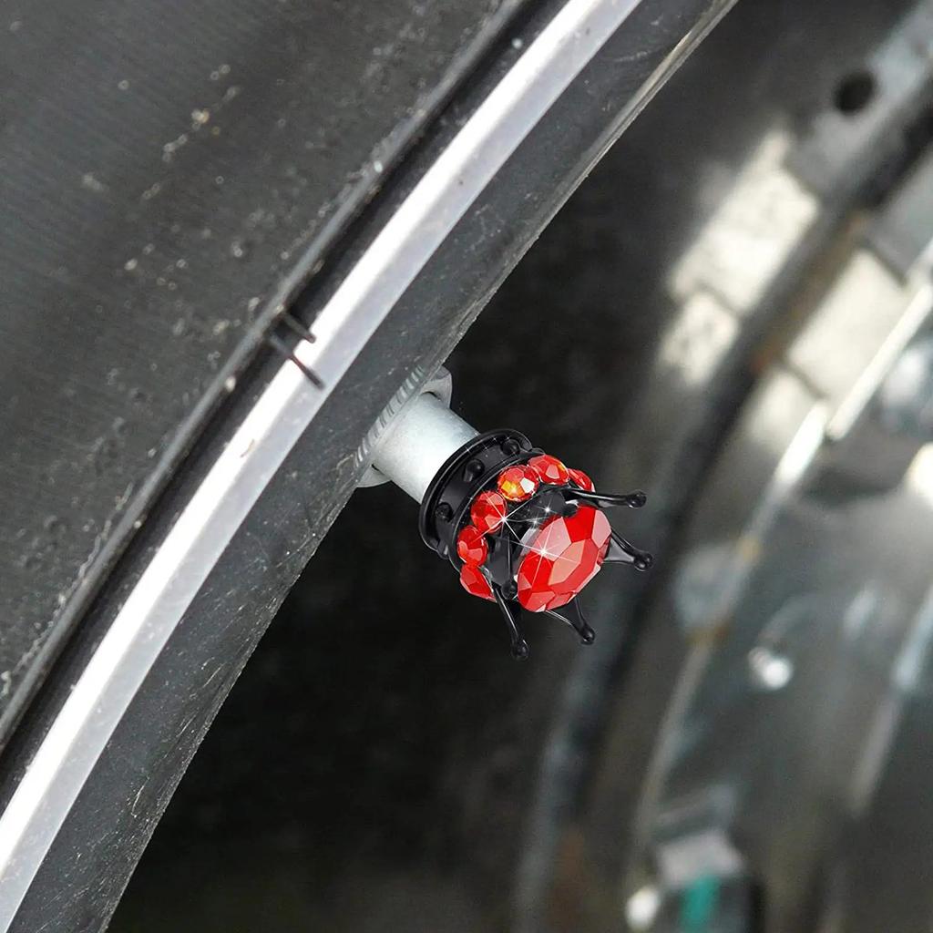 4 pezzi Coprivalvola per pneumatici a forma di corona con diamanti scintillanti Coprivalvola antipolvere per pneumatici per camion, auto, moto, bicicletta