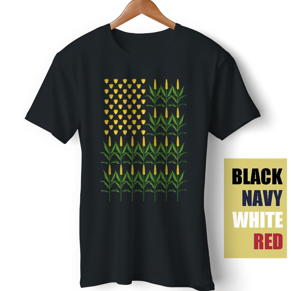 American Flag Crop Farmers Farm Farming Corn USA Flag Funny Gift T-Shirt Unisex T-Shirt XXXXL