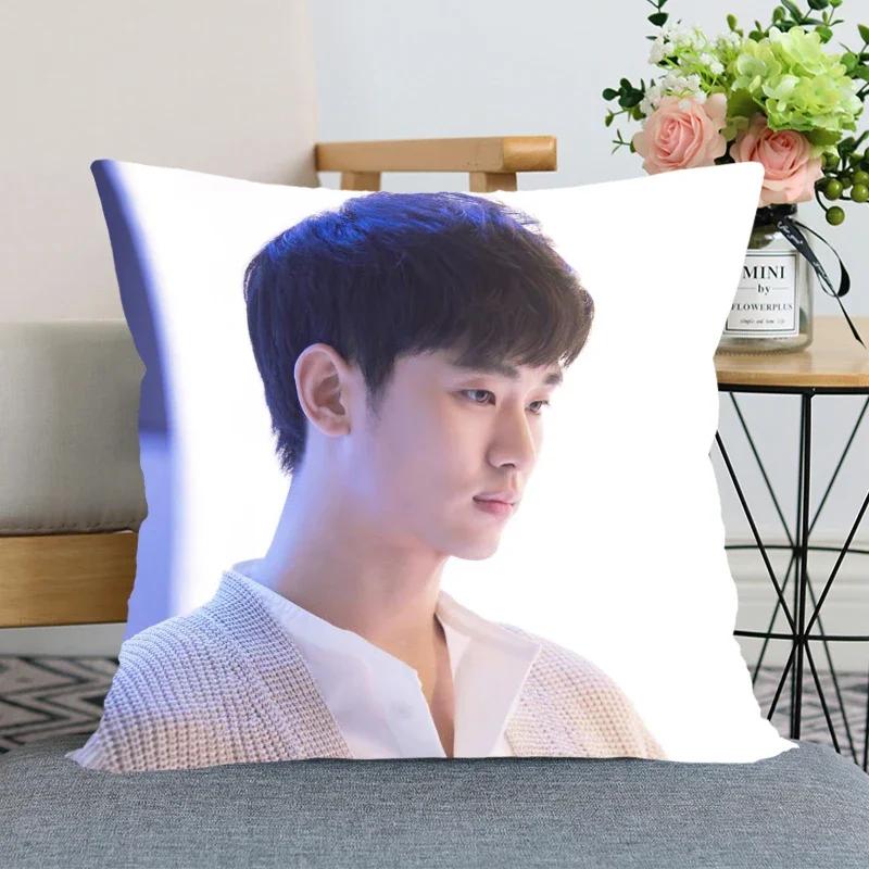 45x45cm Kim Soo Hyun Pillowcase Bedroom Home Decorative Nice Gift Pillow Cover Square Zipper Pillow Cases Satin Soft Fabric