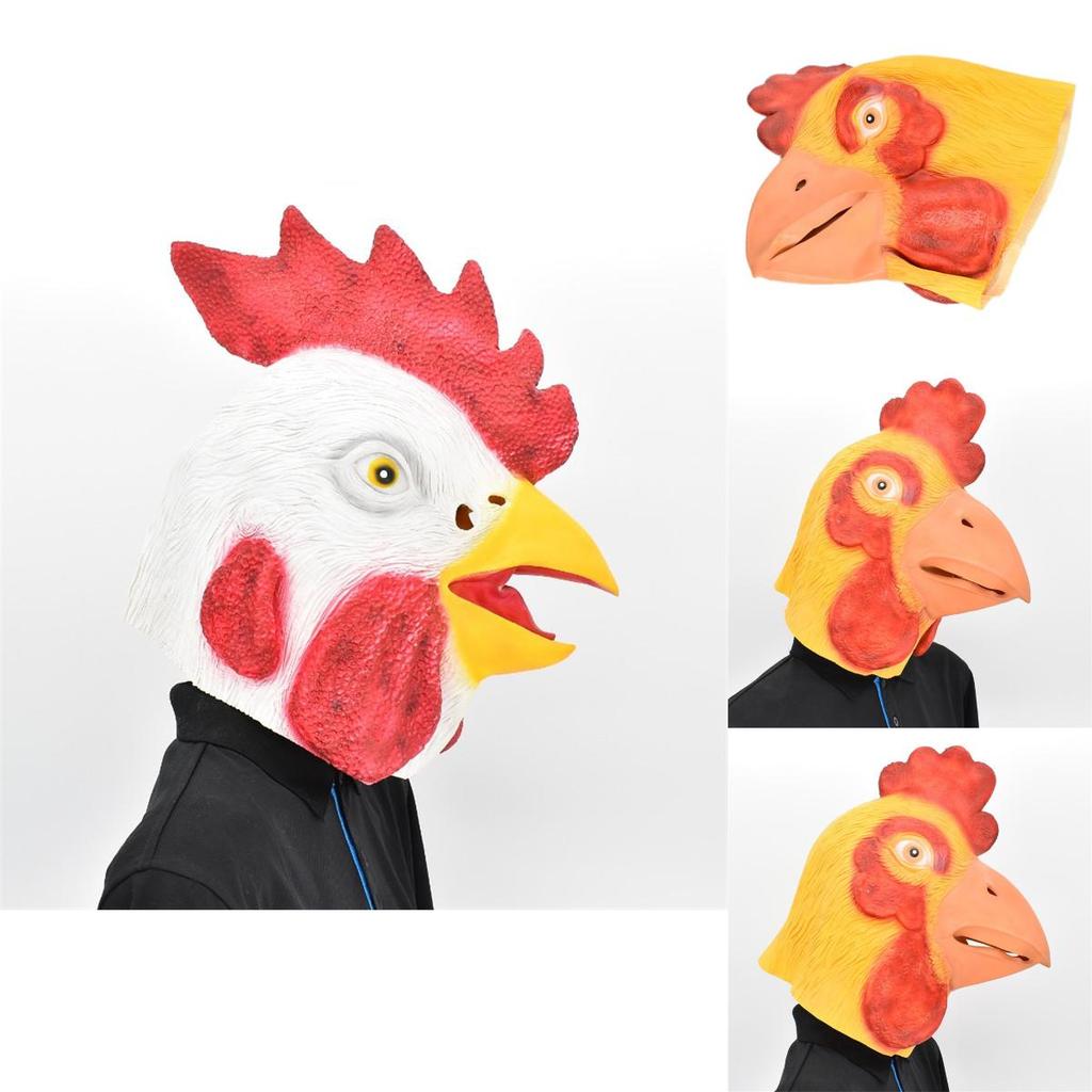 Funny Yellow Rooster Head Mask Latex Animal Face Mask For Halloween And Events