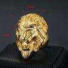 Men's 3D Lion Head Ring 316L Stainless Steel Gothic Punk Biker Statement Ring, Waterproof Animal Totem Jewelry for Men