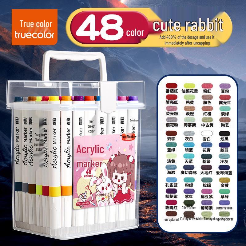 True Color Double-Ended Oil-Based Markers: Quick-Drying Anime Art Set with Hard Tips for Students