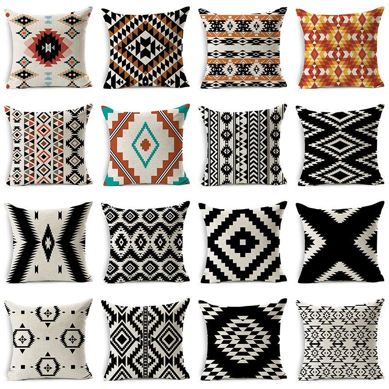 Super Soft Ethnic Throw Pillow Cover With Geometric Pattern For Stylish Home Decor