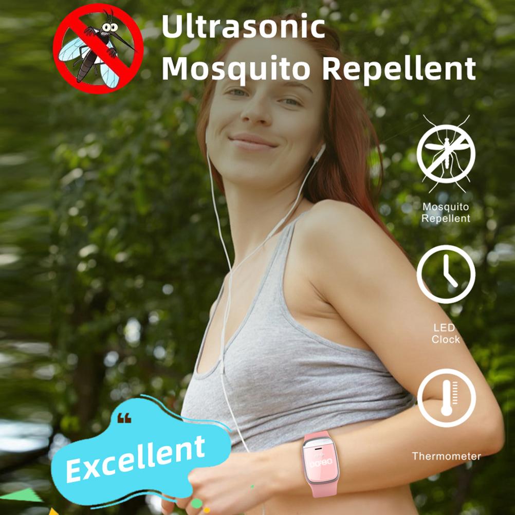 Ultrasonic Mosquito Repellent Bracelet USB Rechargeable Smart Watch for Hiking Fishing Camping Electronic Anti Mosquito