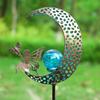 Solar Lights Outdoor - Garden Decorative Moon Solar Lights with Fairy Outdoor Metal Crackle Glass Globe Stake Garden Decor for Pathway, Lawn,Yard