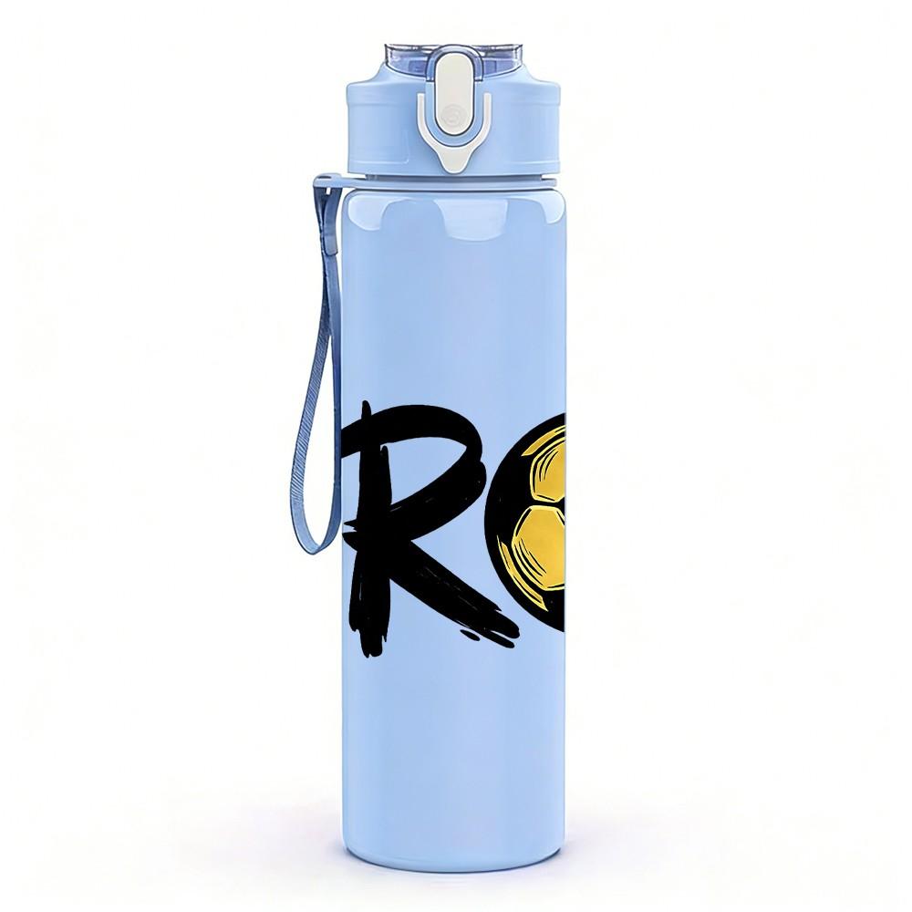 1PC Bro Soccer Ball Sport Letter Print 750ml Color Plastic Sports Water Bottle Leakproof Flip Straw Lid Suitable for Sports Office Home Use
