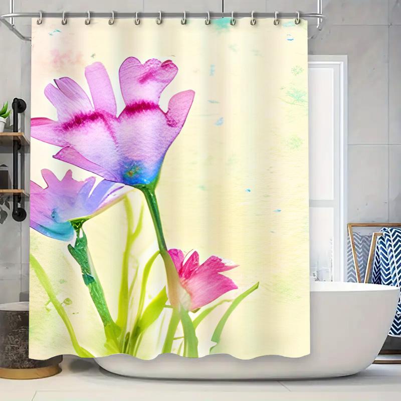 

Creative Waterproof Shower Curtain Flower Pattern Shower Curtain Elegant Art Bathroom Curtain Suitable For Home Hotel W60H190(CM)-1 Pcs