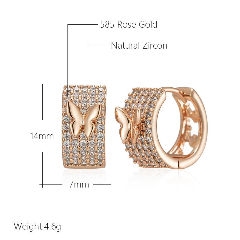 Kienl  Full Shiny Natural Zircon Butterfly Drop Earring For Women Fashion  Rose Gold Color Crystal Daily Vintage Jewelry