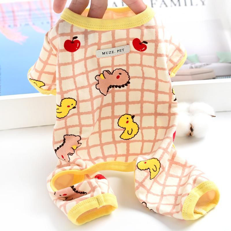 

Хлопок Удобная Пижама для Питомца Одежда для Щенка Собаки Четырехногий Комбинезон Весна Осень Лето Тонкий M розовый