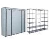Olena Gray Textile Wardrobe with Shelves