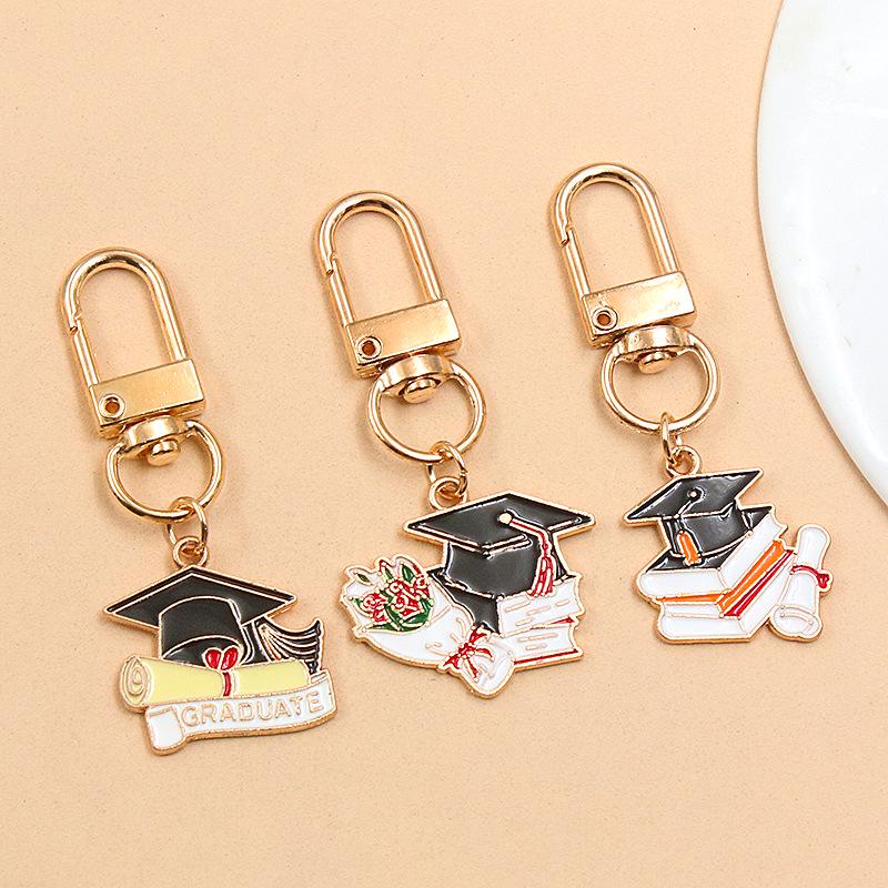 European & American Cross-Border Alloy Jewelry: Graduate's Hat & Flower Pendant Charm