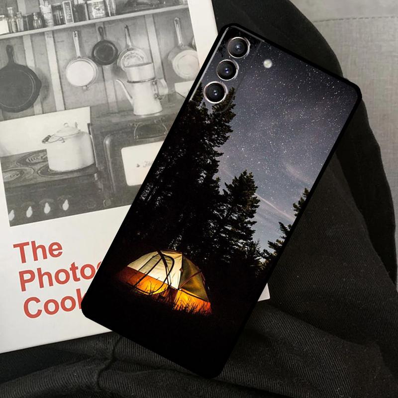 Camping Nature Mountain Phone Case For Samsung Galaxy S24 S22 S23 Ultra S20 S21 S24 FE S9 S10 Plus Note 10 20 Ultra
