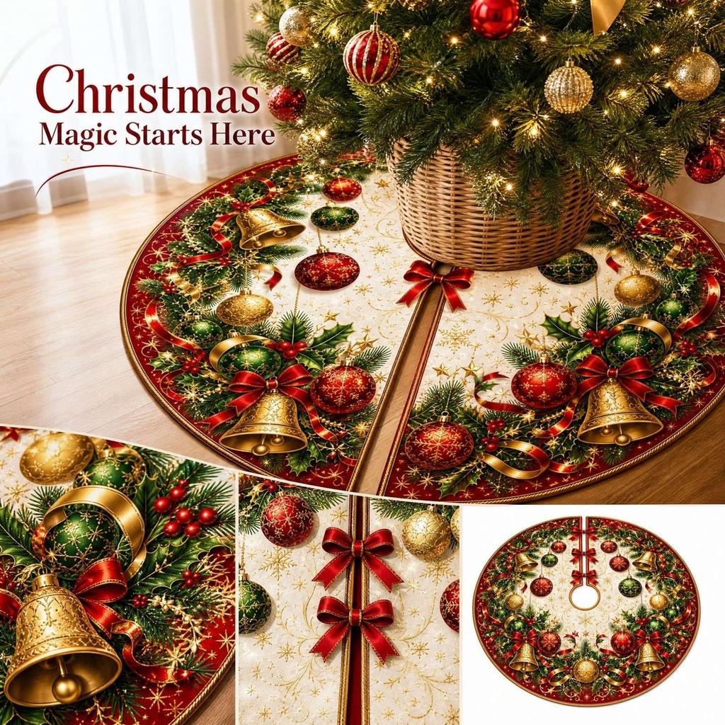 Christmas Tree Skirt for Holiday Party Decorations, Festive Tree Skirt for Christmas Tree Decor