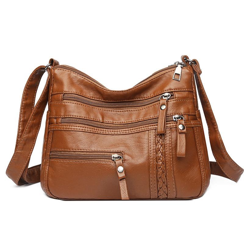PU Zipper Casual Single Shoulder Diagonal Cross Bag