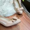 New Spring and Autumn Versatile Bow High Heels Light Mouth Temperament Sweet Single Shoes Middle Heel Shoes